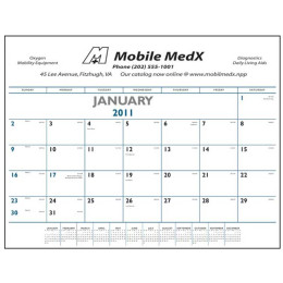 Desk Pad Calendar - Blue & Black Promotional Custom Imprinted With Logo
