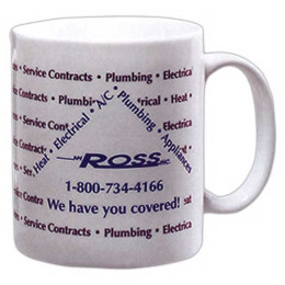 11 oz. White Ceramic Mug Promotional Custom Imprinted With Logo