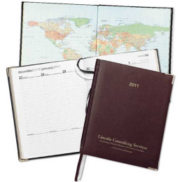 Bach International Weekly Desk Diary with Gold Corners Promotional Custom Imprinted With Logo