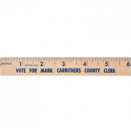 6 in. Natural Finish Flat Wood Ruler - 7/8 in. Promotional Custom Imprinted With Logo
