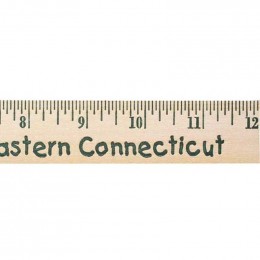 12 in. Natural Finish Flat Wood Ruler - 1 1/8 in. Promotional Custom Imprinted With Logo