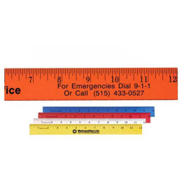 12 in. Flat Plastic Ruler Promotional Custom Imprinted With Logo