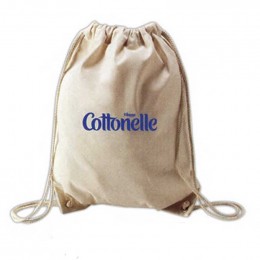 Natural Economy Drawcord Tote Bag Promotional Custom Imprinted With Logo