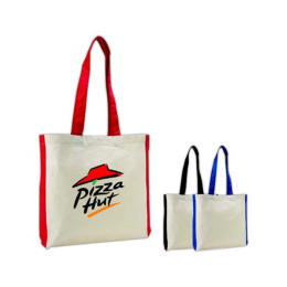 Color Accent Gusseted Economy Tote Promotional Custom Imprinted With Logo Color Accent Gusseted Economy Tote Promotional Custom Imprinted With Logo