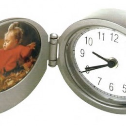 Photo Frame Alarm Clock-Oval Promotional Custom Imprinted With Logo