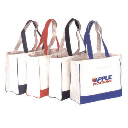 Two-Tone Carry-All Canvas Tote Bag Promotional Custom Imprinted With Logo