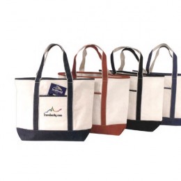 Large Two-Tone Canvas Boat Tote Promotional Custom Imprinted With Logo Large Two-Tone Canvas Boat Tote Promotional Custom Imprinted With Logo