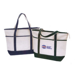 Deluxe Canvas Boat Tote with Zippered Top Promotional Custom Imprinted With Logo