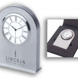 Platinum Dome Clock Promotional Custom Imprinted With Logo