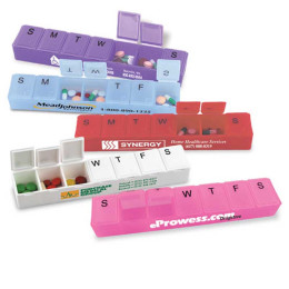 Super-7 All Week Pill Box - 8 Promotional Custom Imprinted With Logo