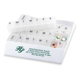 Four Weeks and Today Medicine Tray Organizer Promotional Custom Imprinted With Logo Four Weeks and Today Medicine Tray Organizer Promotional Custom Imprinted With Logo