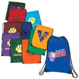 Vibrant Colored Drawstring Backsacks Promotional Custom Imprinted With Logo