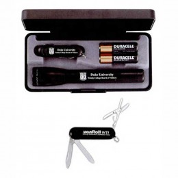 Mini Mag-Lite Flashlight w/Alpine Knife Promotional Custom Imprinted With Logo