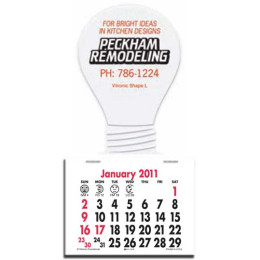 Press-N-Stick Calendar - Light Bulb Promotional Custom Imprinted With Logo