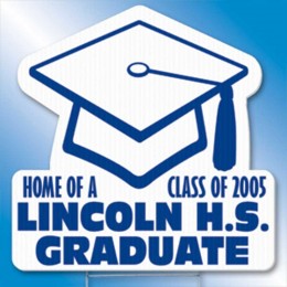 Graduation Cap with Nameplate Yard Sign Promotional Custom Imprinted With Logo
