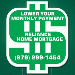Dollar Sign Yard Sign Promotional Custom Imprinted With Logo