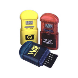 Desk Clock and Cleaning Brush Promotional Custom Imprinted With Logo