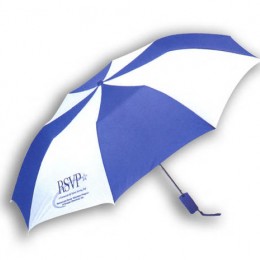 Automatic Folding Umbrella - Alternating Colors Custom Imprinted With Logo