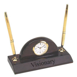 Classic Desk Clock & Pen Set Promotional Custom Imprinted With Logo