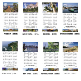 Z-Fold State Tour Greeting Card Calendar - 50 States - 50 Minimum