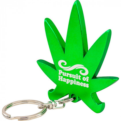 Cannabis Leaf Bottle Opener Keychain