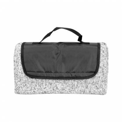 Custom Embroidered Heathered Gray Fold-Up Blanket