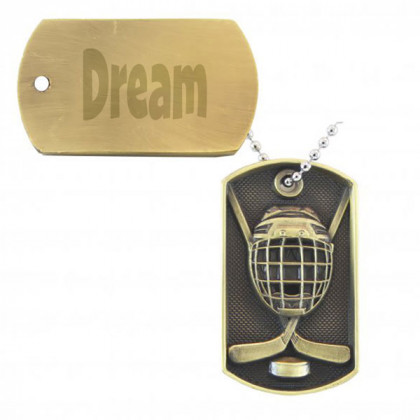 3D Bronze Hockey Dog Tag | Custom Engraved Sports Dog Tags