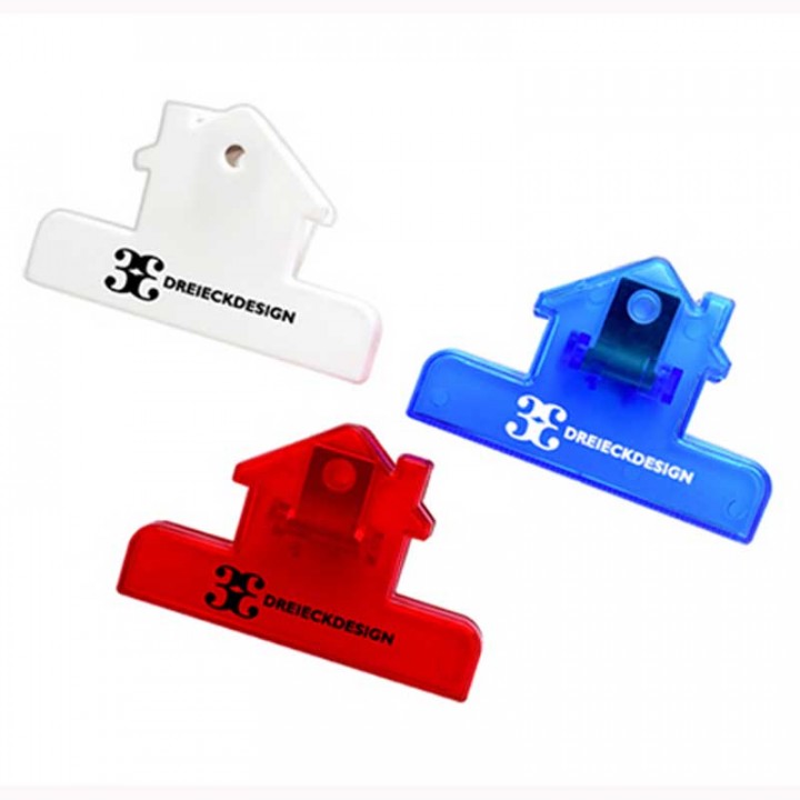 Promotional House Shaped Chip Clips Logo Imprinted Promo Clips