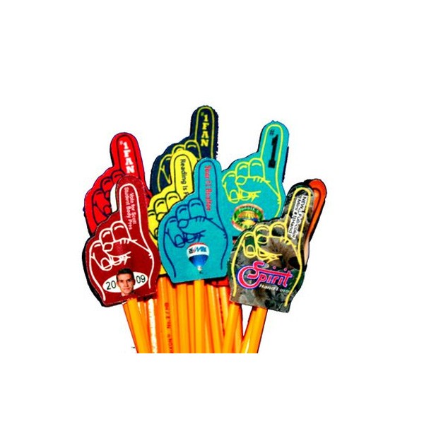 Full Color 1 Hand Foam Finger Pencil Topper with Customized Logo