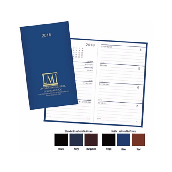 Leatherette Weekly Pocket Planner With Imprint Promotional Planners