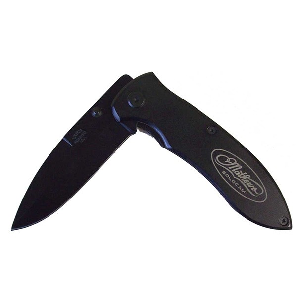 Black Liner Lock Knife With Engraved Logo Custom Pocket Knifes