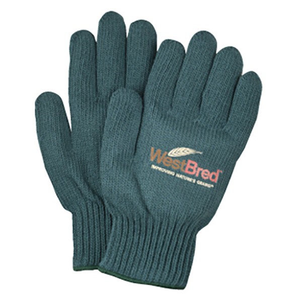 Silkscreened Green Knit Work Gloves Promotional Work Gloves in Bulk