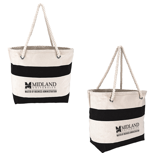 Imprinted Cotton Fashion Tote With Rope Handle | Promotional Tote Bags