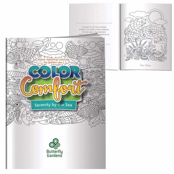 Custom Imprinted Adult Coloring Book Wholesale - Serenity by the Sea
