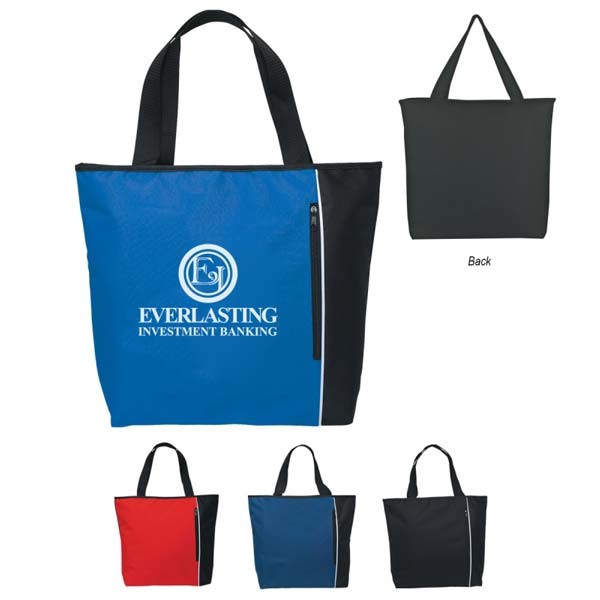 Classic Tote Bag | Tapered Two Tone Promo Tote Bag With Company Logos