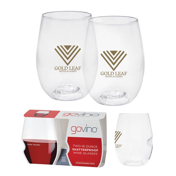 Imprinted Govino 16 oz. Wine Glass 2 Pack