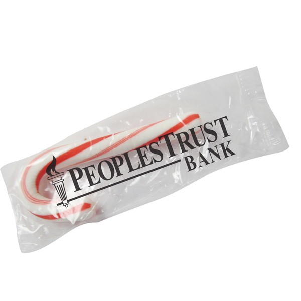 Small Candy Cane with Clear Label | Cheap Promotional Holiday Treat Giveaways
