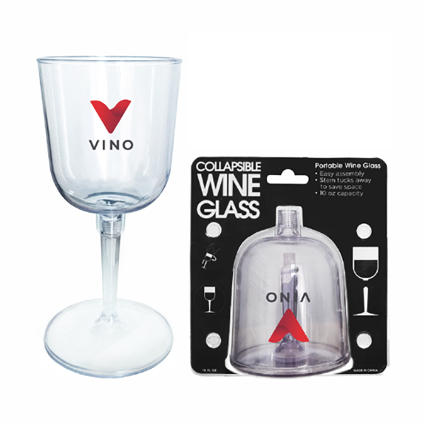 Collapsible 10 oz Wine Glass with Full Color Logo